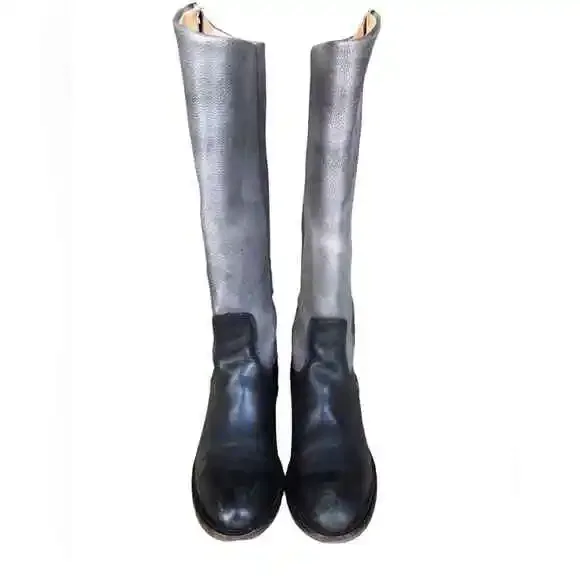 Lucchese Tall Riding Boots color block zip up Coastal Cowboy sz 6 Style 4246 01 - Picture 6 of 10